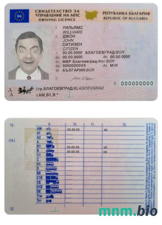 Szablon prawa jazdy Bułgaria w formacie PSD, w pełni edytowalny(2010)